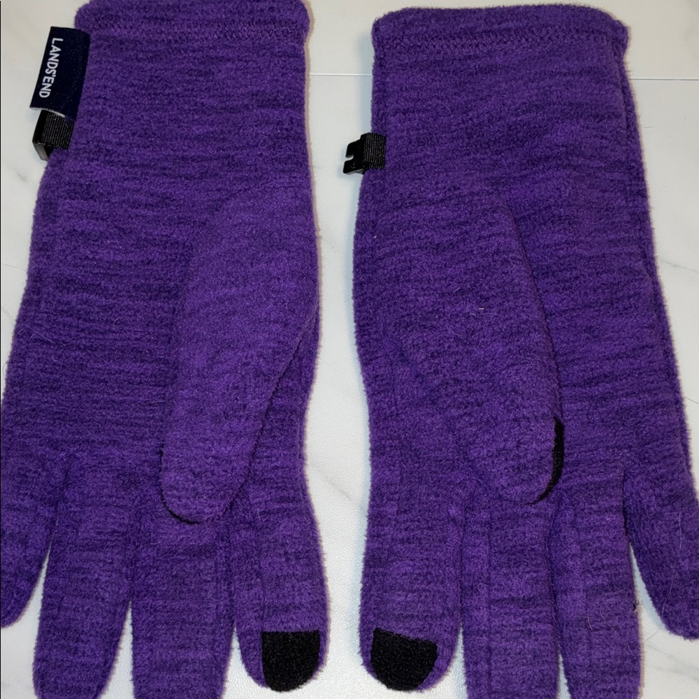 Lands' End Vibrant Purple Knit Gloves
